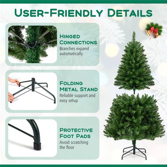 Costway 5 ft Pre-Lit Artificial Christmas Tree, Warm White LED Lights